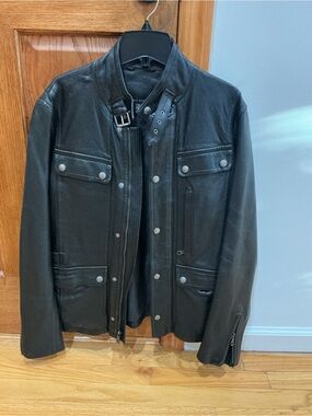 Banana Republic Black Leather Bomber Jacket NWOT